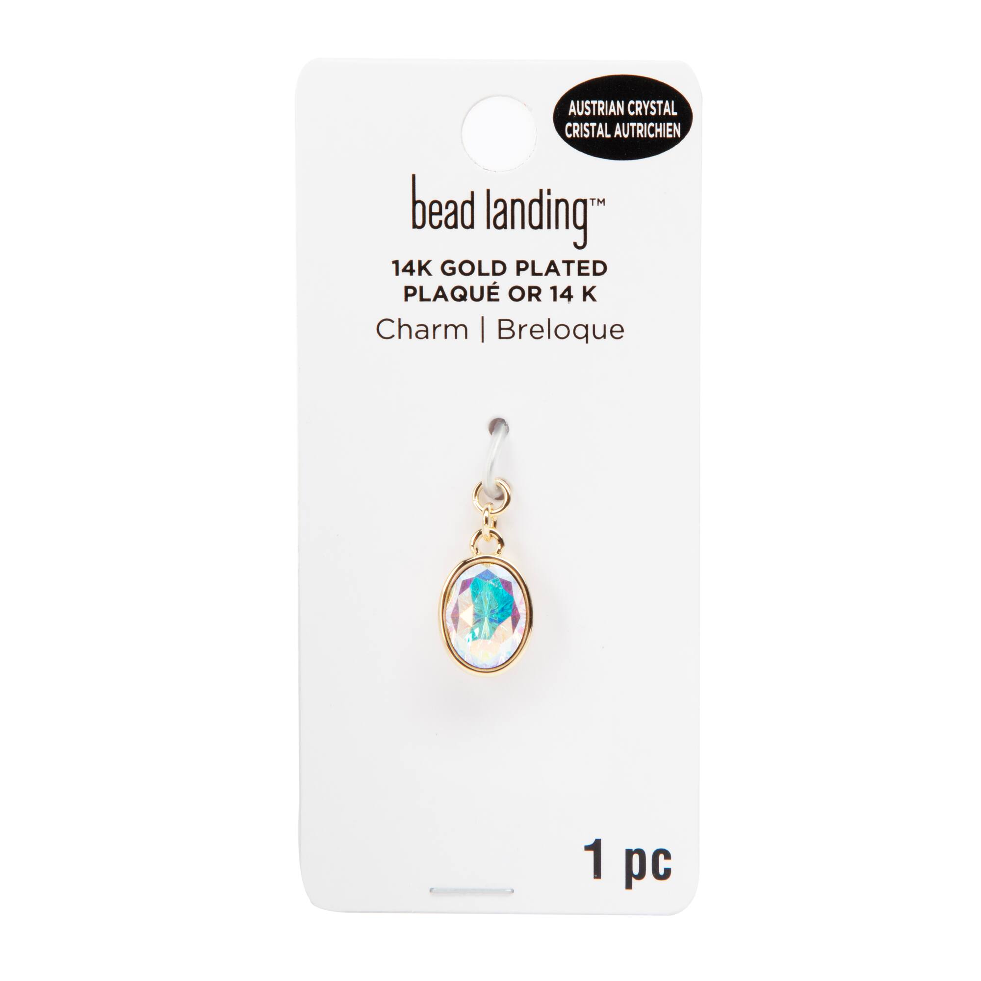12 Pack: 14K Gold Plated AB Austrian Crystal Oval Charm by Bead Landing™